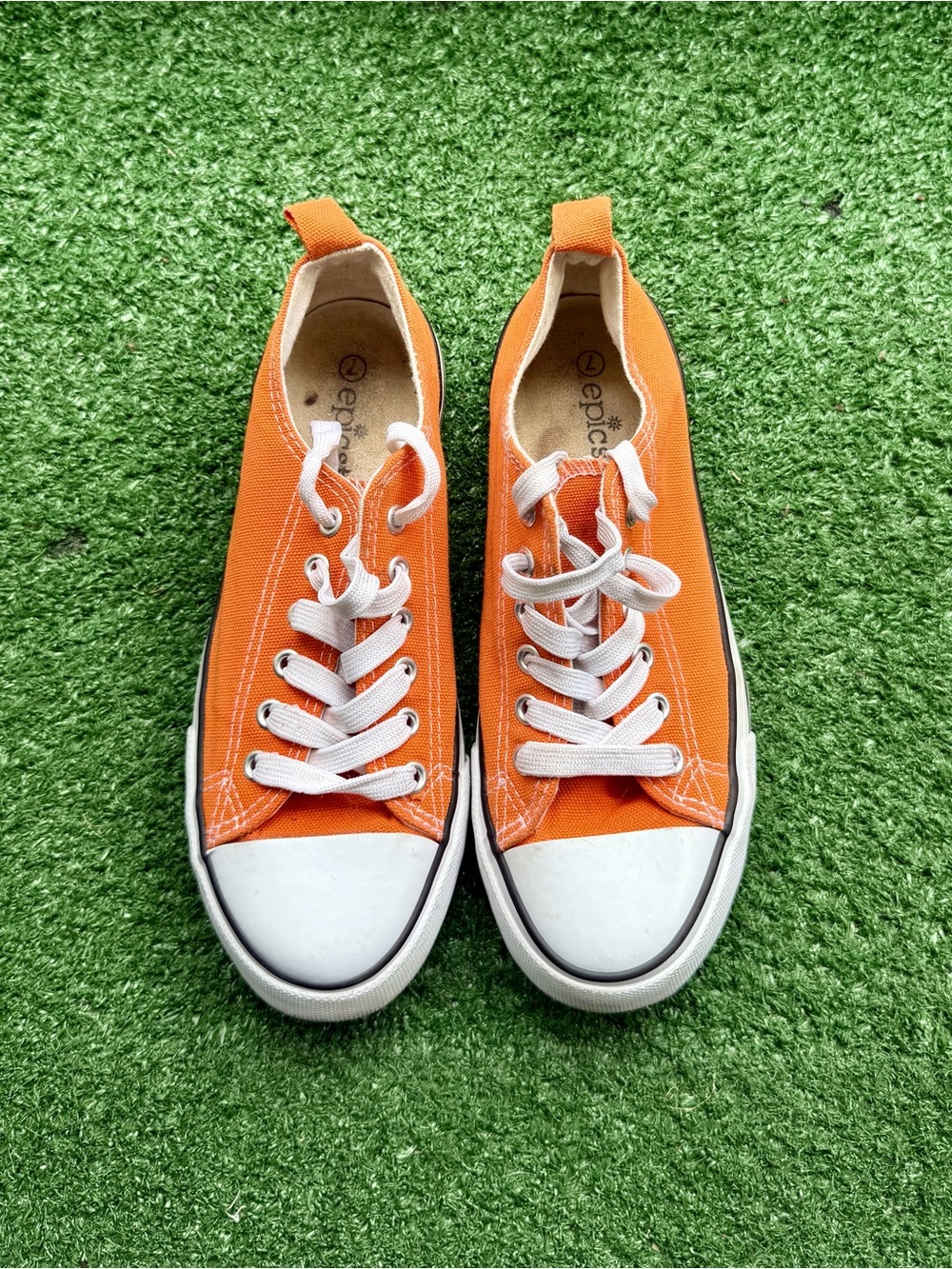 Epicstep Orange Canvas Low Top Lace Up Sneakers Women's US 7 Comfort Shoes